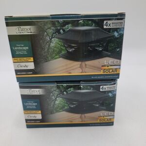 2pc Patriot Lighting Crosby Solar LED Post Cap Landscape Lights Bronze 343-1438